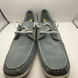 Bass Woman’s Slate-Gray Boat Shoes with White Laces